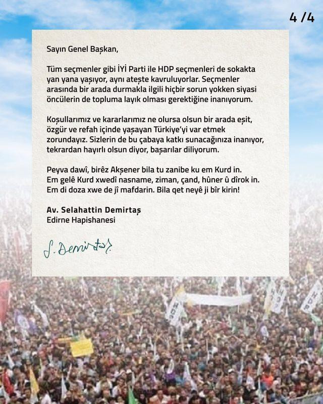 Demirtaş'tan Akşener'e açık mektup! Benim oyumu istiyor musunuz? - Resim : 4