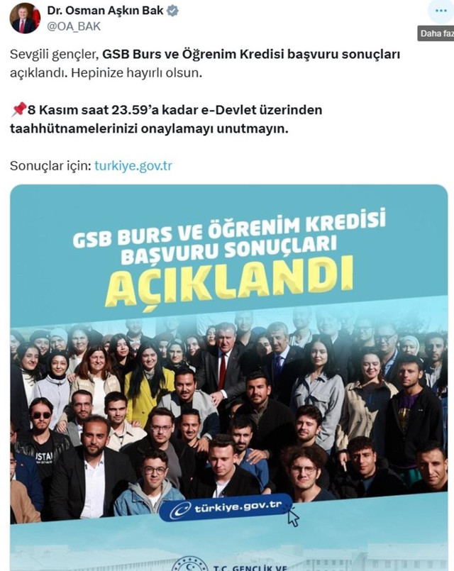 Burs ve öğrenim kredisi başvuru sonuçları açıklandı - Resim : 1