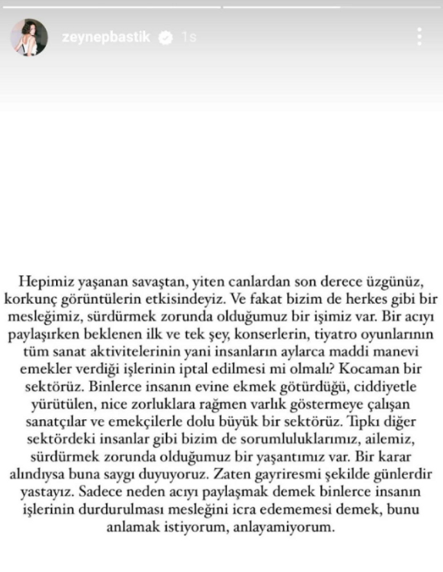 Zeynep Bastık’tan milli yas isyanı: ‘İlk yapılacak şey konserlerin iptal edilmesi mi olmalı?’ - Resim : 1