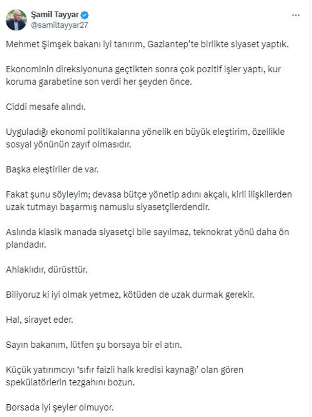 AKP'li isimden Mehmet Şimşek'e kritik uyarı: "İyi şeyler olmuyor..." - Resim : 1