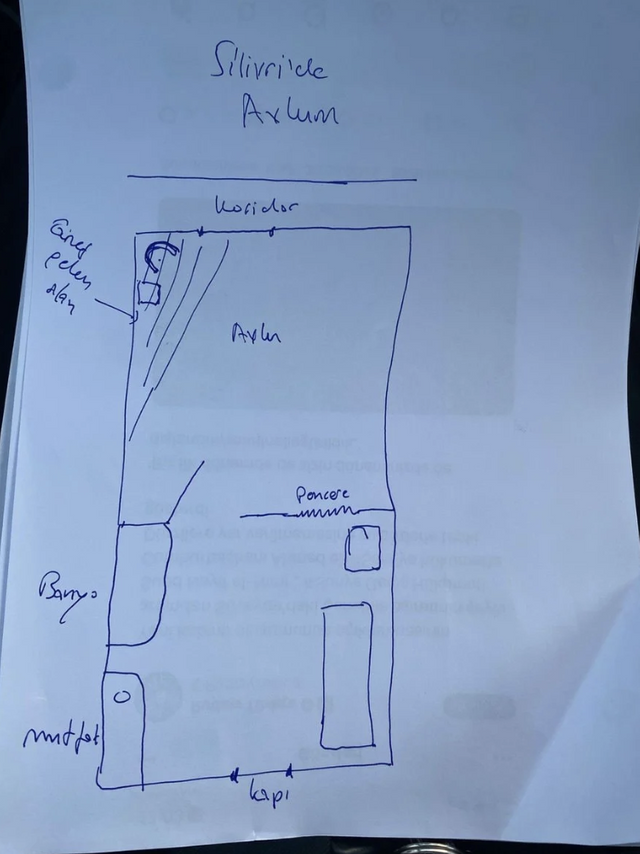 Banyo, avlu, mutfak... Ümit Özdağ, Silivri'deki hücresinin krokisini çizdi - Resim : 1