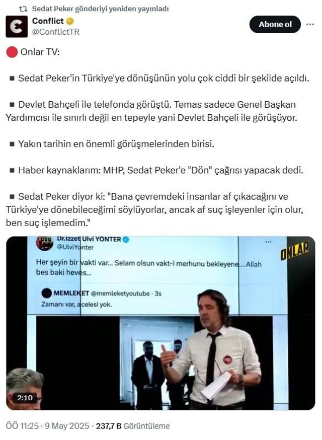 Sedat Peker'den Türkiye'ye dönüş mesajı! Devlet Bahçeli ile görüştü... - Resim : 2