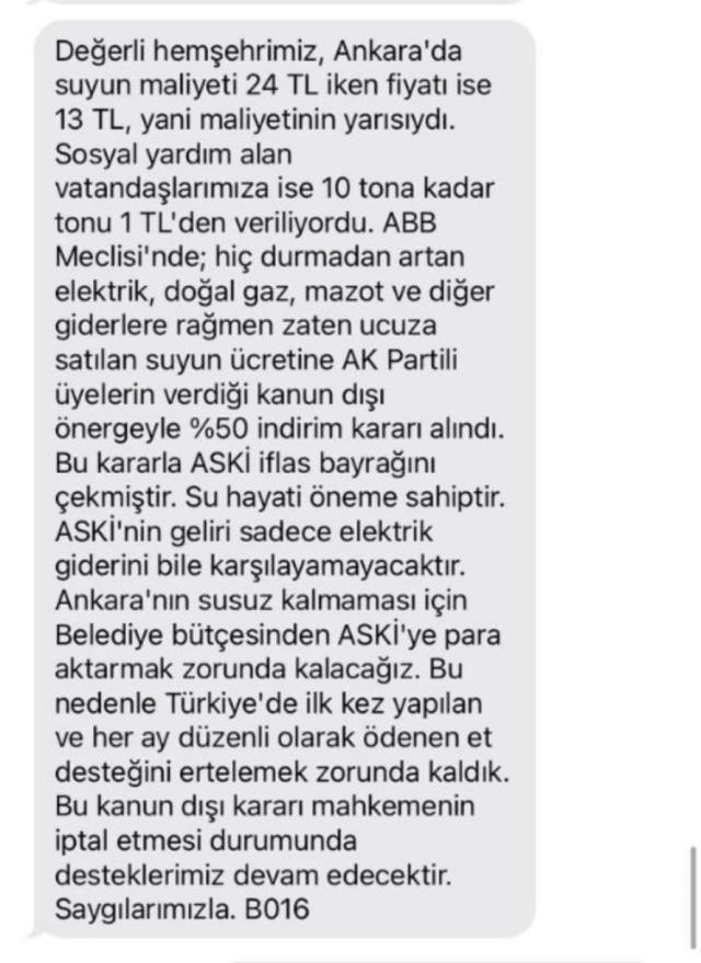 Mansur Yavaş, Ankaralılara SMS gönderdi: ASKİ iflas bayrağını çekmiştir - Resim : 1