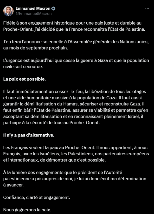 Emmanuel Macron'dan tarihi 'Filistin' kararı! "Gazze'yi güvence altına almalıyız" - Resim : 1