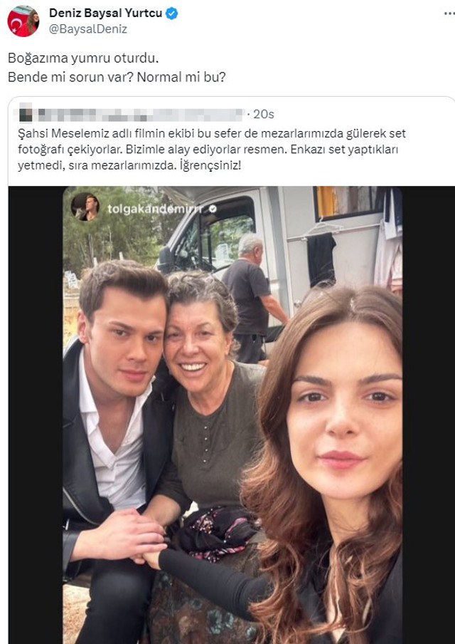 Enkazları dekor yapıp bir de üzerinde poz verdiler! Oyuncu Deniz Baysal küplere bindi - Resim : 1