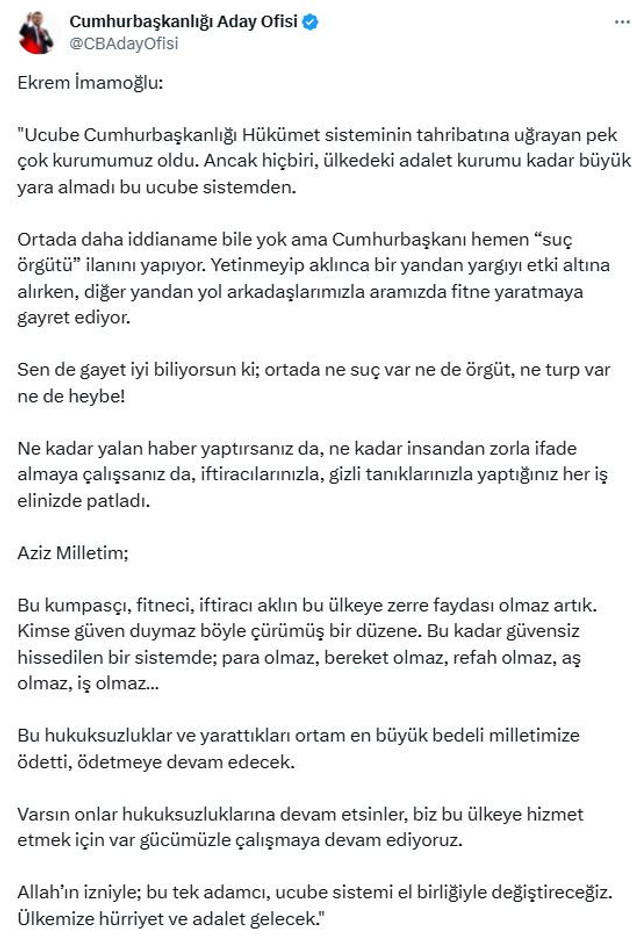 İmamoğlu'ndan Erdoğan'a 'suç örgütü' tepkisi "Ortada ne suç ne örgüt var!" - Resim : 1