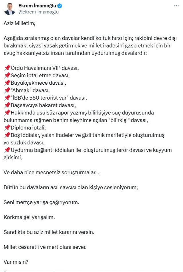 İmamoğlu'ndan Erdoğan'a 'mertçe yarış' çağrısı! "Var mısın?" - Resim : 1