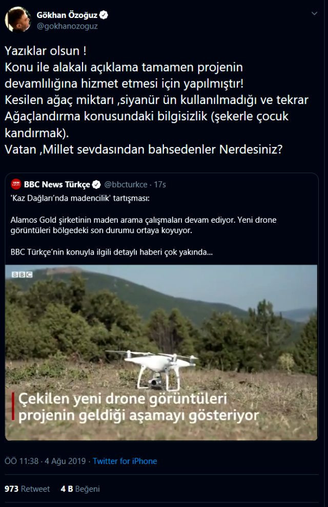 Kaz Dağları'ndaki projenin devam etmesine ateş püskürdü: Yazıklar olsun! - Resim : 1