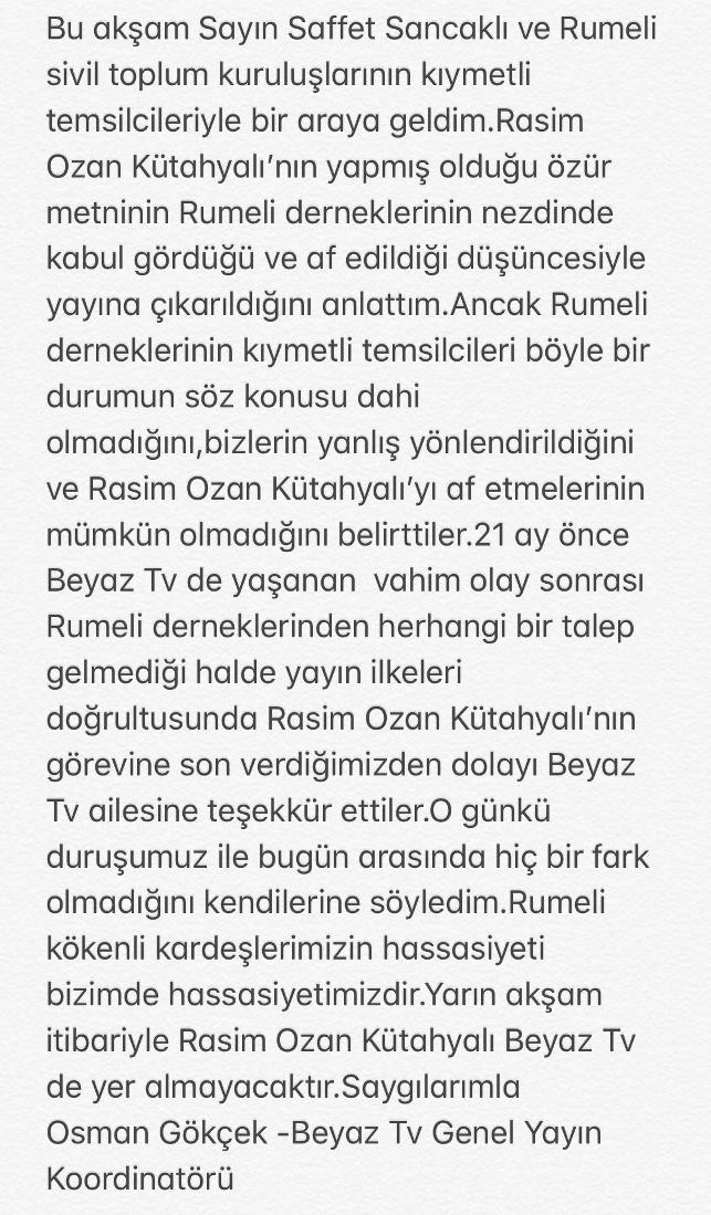 Resmen duyuruldu! Rasim Ozan Kütahyalı Beyaz TV'den kovuldu! - Resim : 1