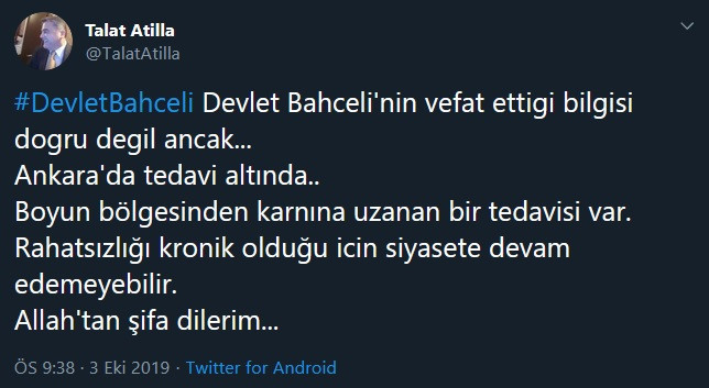 Bahçeli'nin sağlık durumuyla ilgili flaş iddia: ‘Siyasete devam edemeyebilir’ - Resim : 1