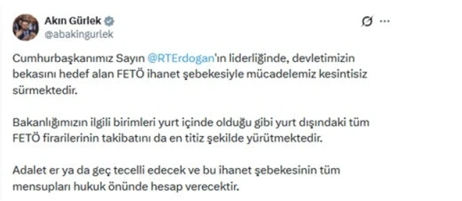 Bakan Gürlek'ten kararlılık mesajı: FETÖ’nün “beyin takımına” yeni iade hamlesi - Resim : 1