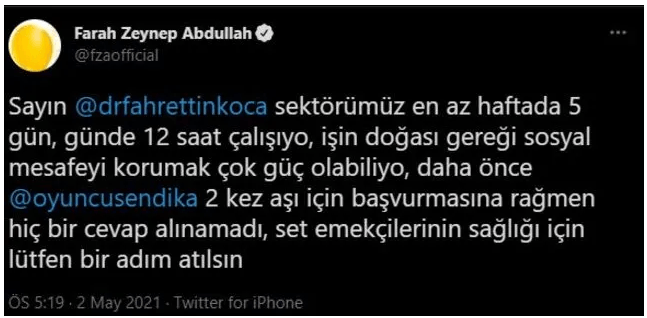 Farah Zeynep Abdullah Sağlık Bakanı'na seslendi! "Lütfen bir adım atılsın" - Resim : 1