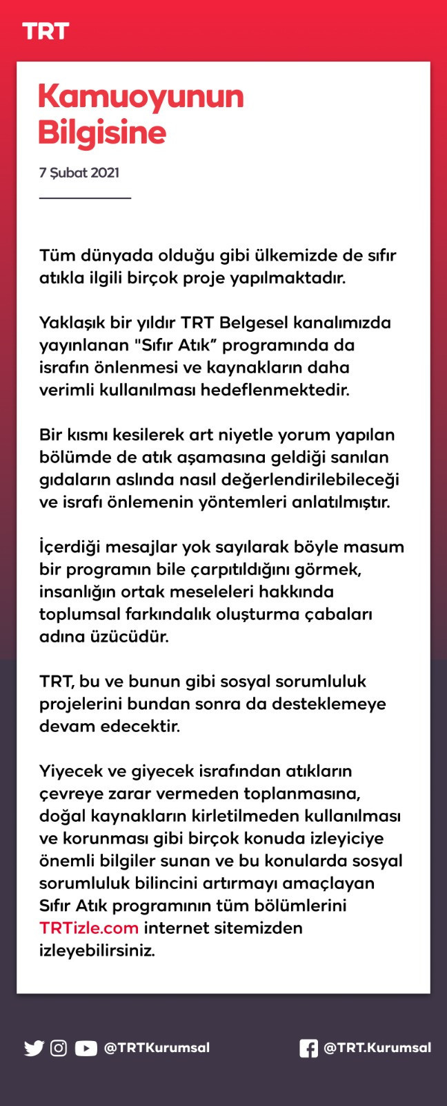 TRT’den ‘Sıfır Atık’ belgeseli açıklaması: Masum bir program bile çarpıtıldı - Resim : 1