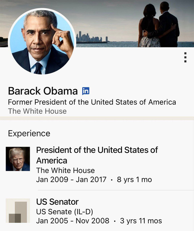 Trump’tan LinkedIn trollemesi! Obama’nın profilinde bile o var - Resim : 1