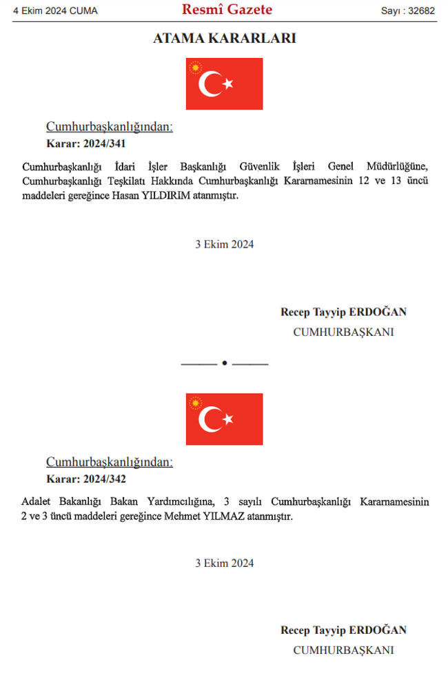 Erdoğan’dan gece yarısı atama kararları! Resmi Gazete’de yayımlandı… - Resim : 1