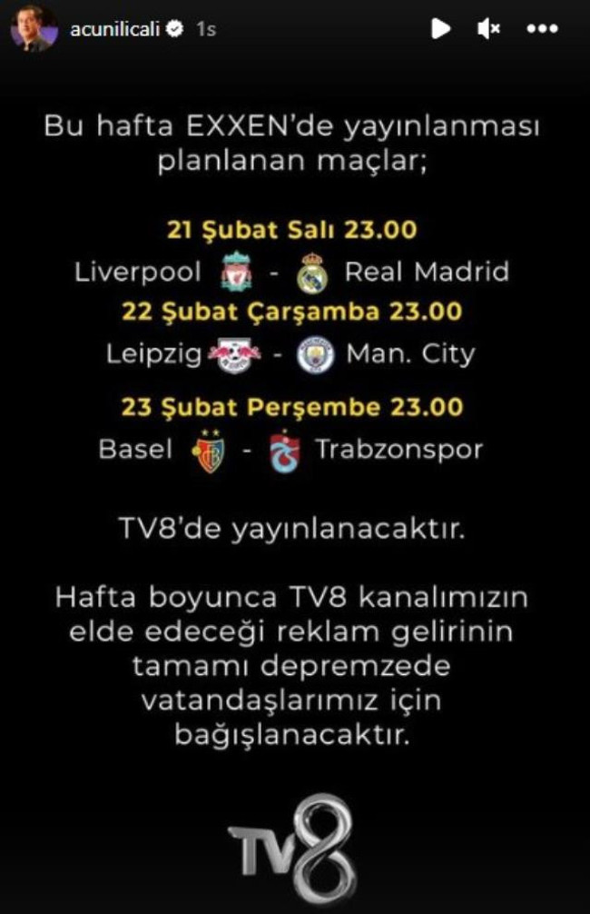 Acun Ilıcalı’dan depremzedeler için dev kampanya! TV8'in reklam gelirlerini bağışlayacak - Resim : 1