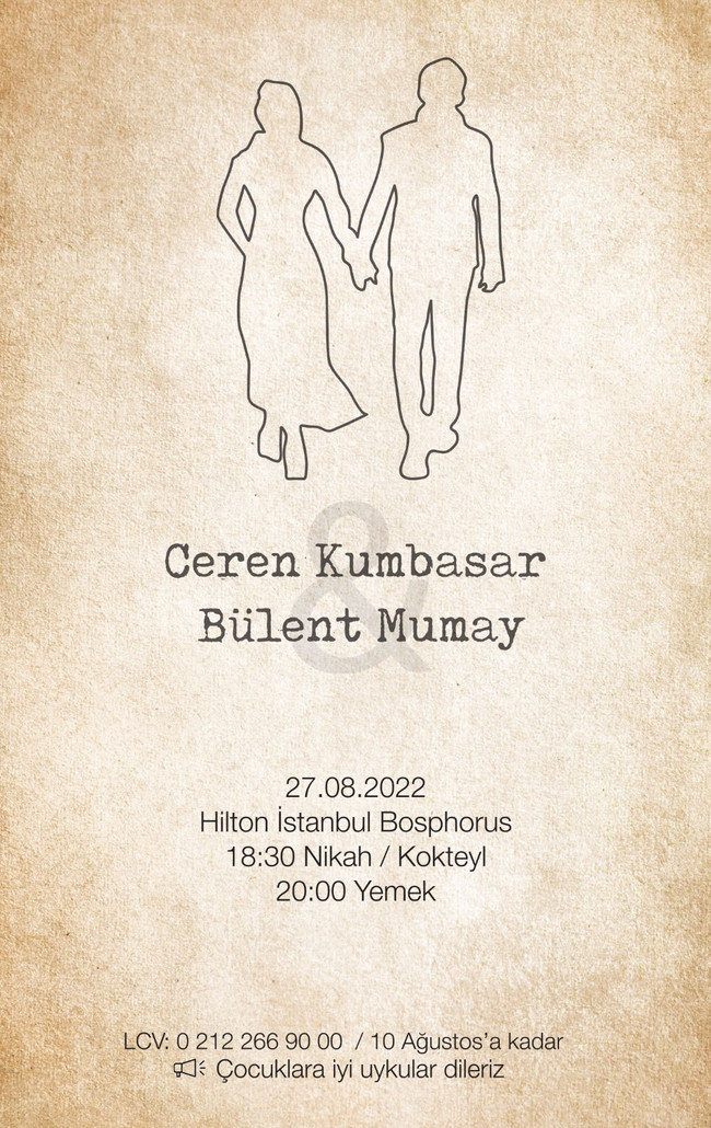 Bülent Mumay ve Ceren Kumbasar evleniyor! İşte, çiftin nikah davetiyesi - Resim : 1