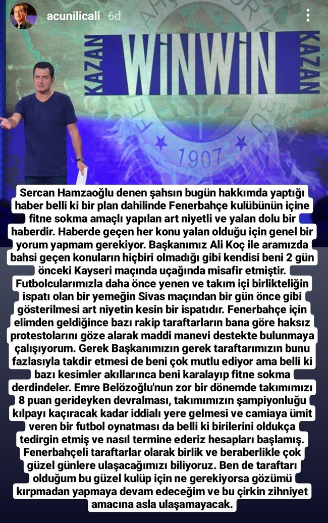 Ali Koç'la gerilim iddialarına Acun Ilıcalı'dan yanıt: Art niyetli ve yalan dolu bir haberdir - Resim : 2