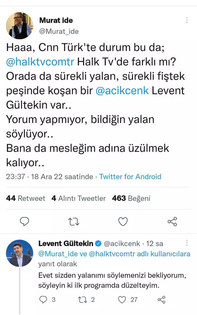 Murat İde ile Levent Gültekin arasında "yalancı" tartışması - Resim : 1