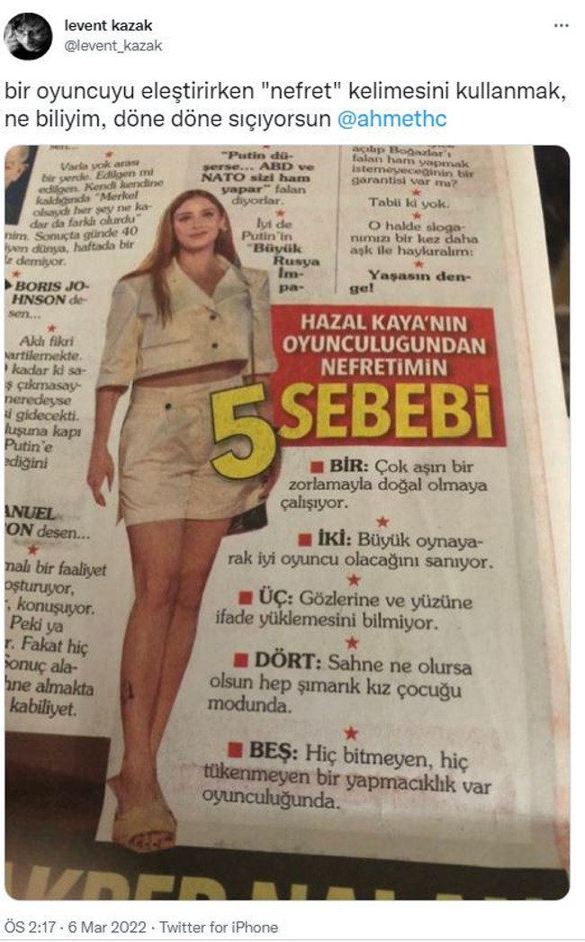 Hazal Kaya'dan Ahmet Hakan'ın 'nefret'ine jet cevap! ‘Fikrinin ne önemi var vasat herif…’ - Resim : 4