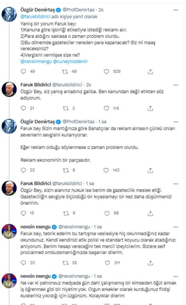 Mengü'ye 'reklam' eleştirisi yapan Faruk Bildirici'ye Cüneyt Özdemir ve Özgür Demirtaş'tan tepki! - Resim : 8