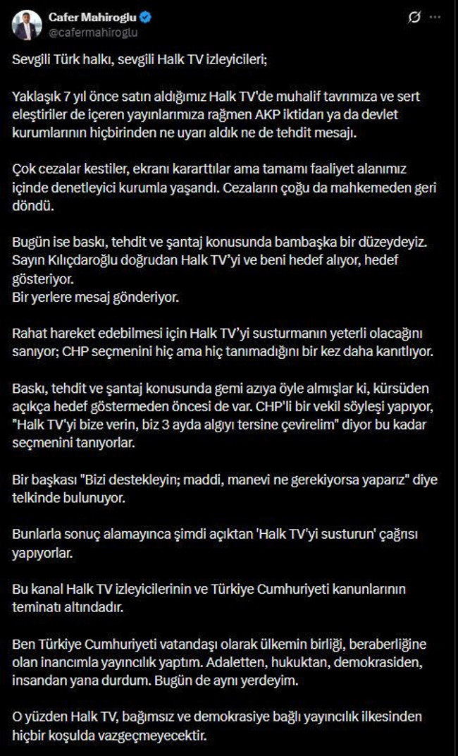 Cafer Mahiroğlu'ndan Kılıçdaroğlu'na jet yanıt: 