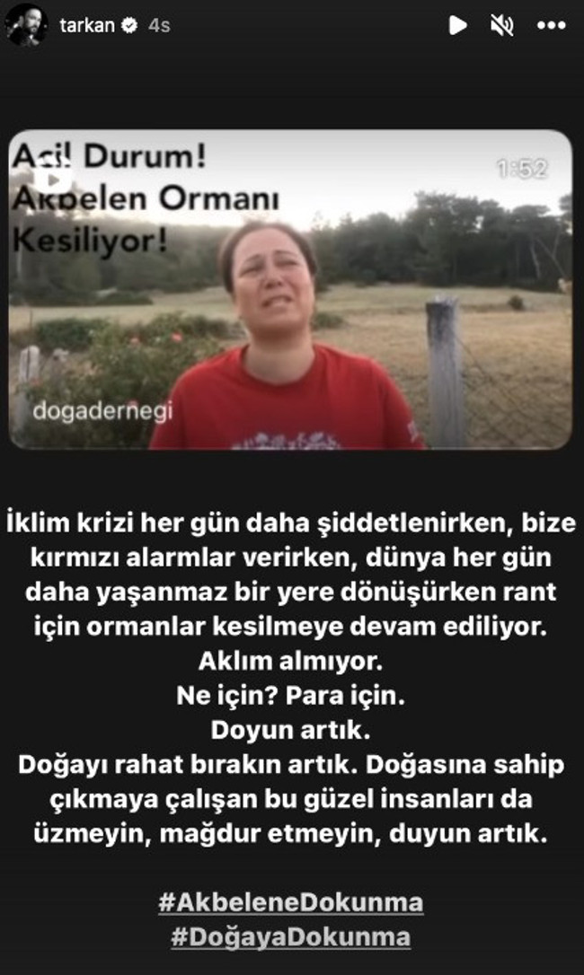 Tarkan'dan Akbelen Ormanı'nda direnenlere destek! &lsquo;Doğayı rahat bırakın artık!..&rsquo; - Resim : 2