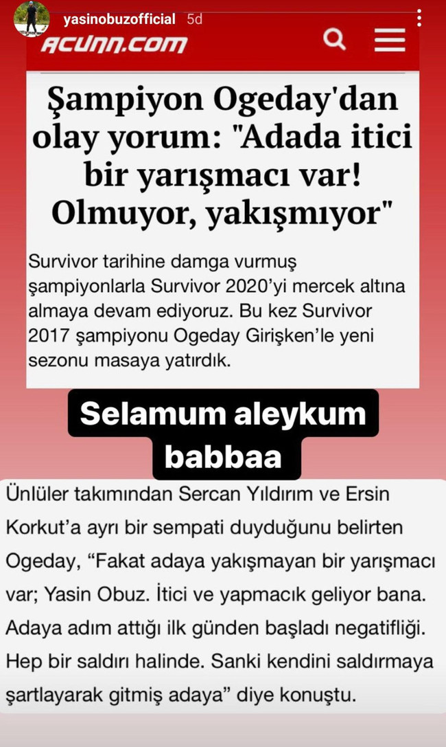 Survivor Yasin Obuz takım arkadaşı Ogeday Girişken'e o sözlerini hatırlatarak meydan okudu! - Resim : 3