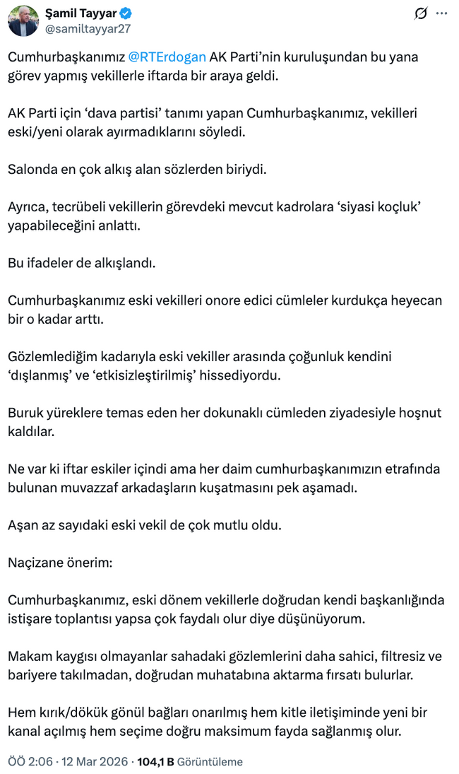 Şamil Tayyar AK Parti'deki rahatsızlığı çözümüyle açıkladı! Eskilerin gönlünü aldı ama yine olmadı… - Resim : 1