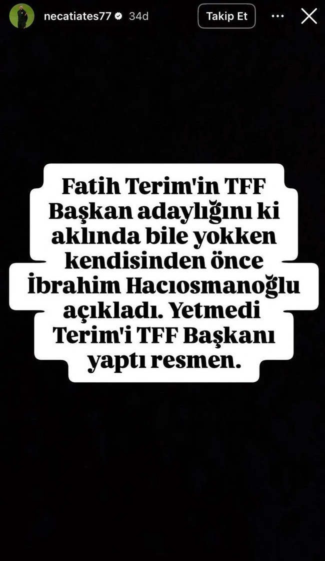 Necati Ateş de tartışmaya girdi: Hacıosmanoğlu Fatih Terim'i TFF başkanı yaptı - Resim : 1