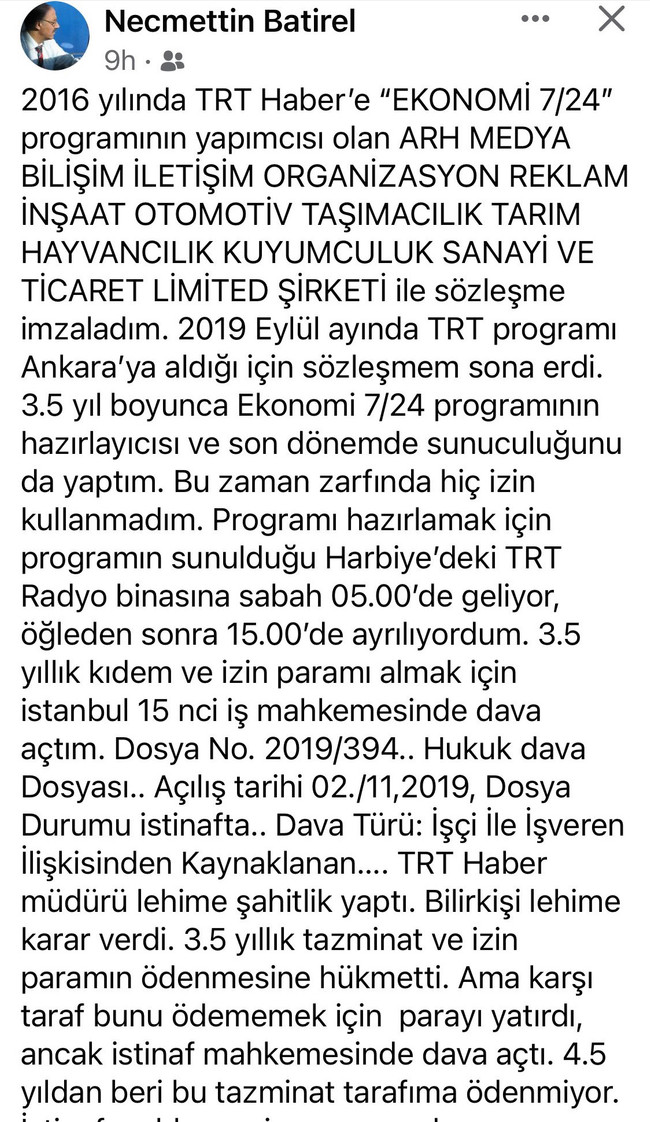 Necmettin Batırel TRT'ye sosyal medyadan isyan etti! ‘Bu nasıl adalettir?..’ - Resim : 1