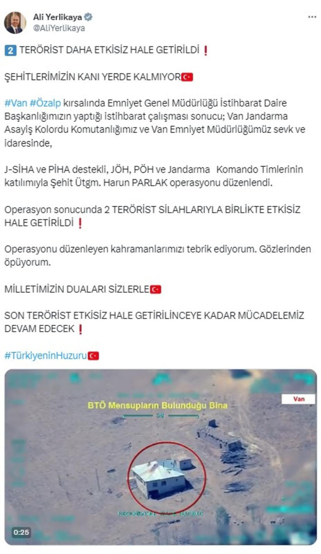 Bakan Yerlikaya duyurdu: 2 terörist daha etkisiz hale getirildi - Resim : 1