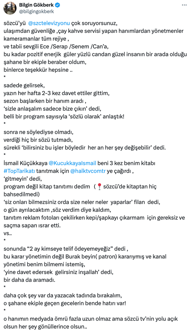 Usta yazar ve yorumcu Bilgin Gökberk Sözcü TV’ye ateş püskürdü! ‘Daha çok şey var da yazacak…’ - Resim : 1
