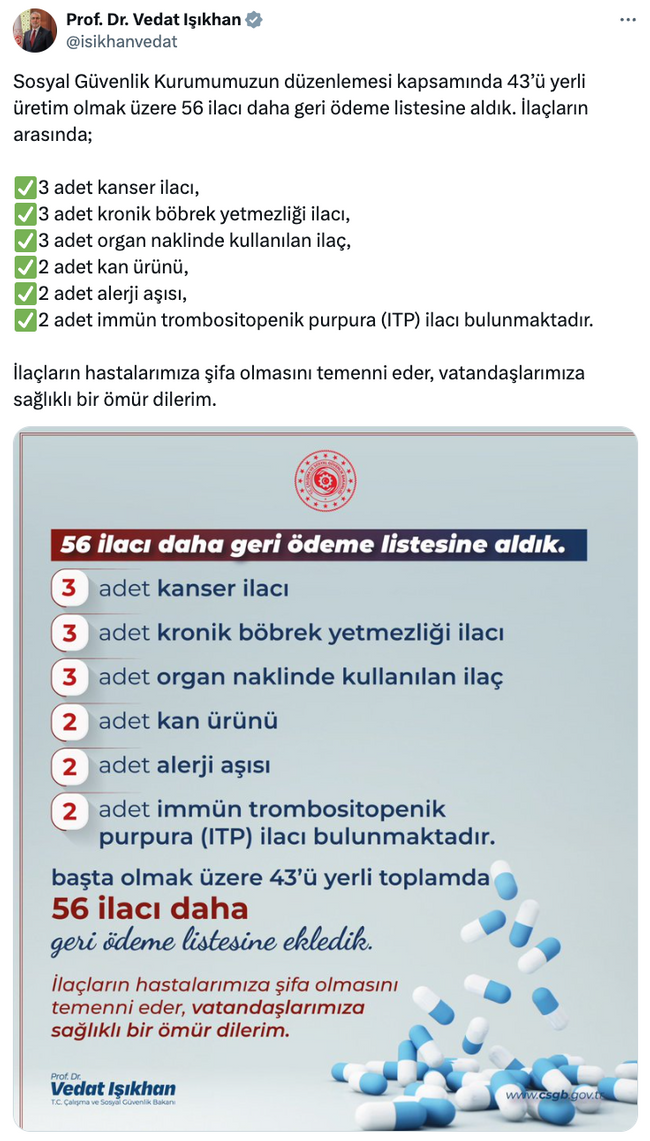 56 ilaç daha geri ödeme listesine alındı! - Resim : 1