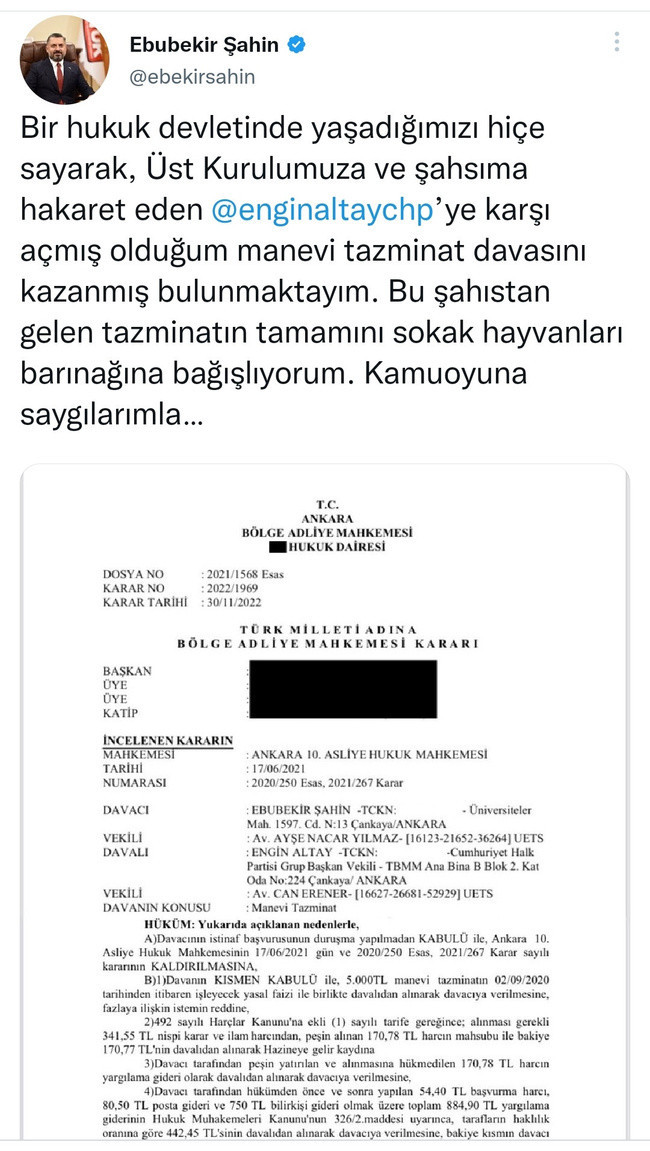 RTÜK Başkanı Ebubekir Şahin ve CHP'li Engin Altay arasındaki dava sonuçlandı - Resim : 1