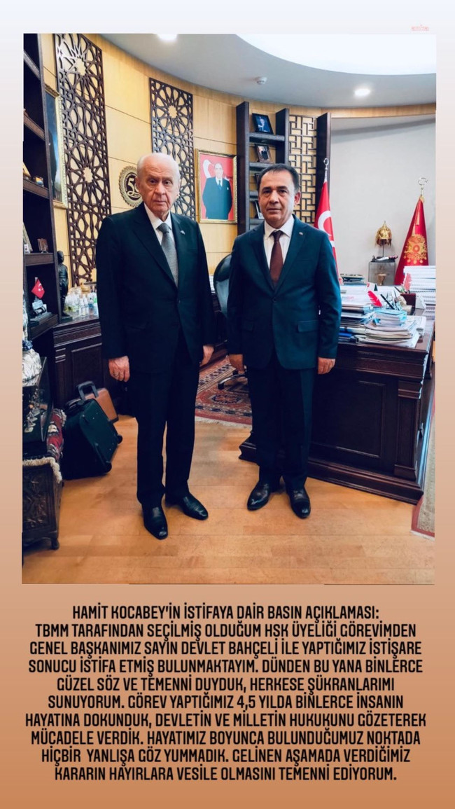 İstifa eden HSK Üyesi Hamit Kocabey'den açıklama! "Sayın Bahçeli ile yaptığımız istişare sonucu..." - Resim : 1