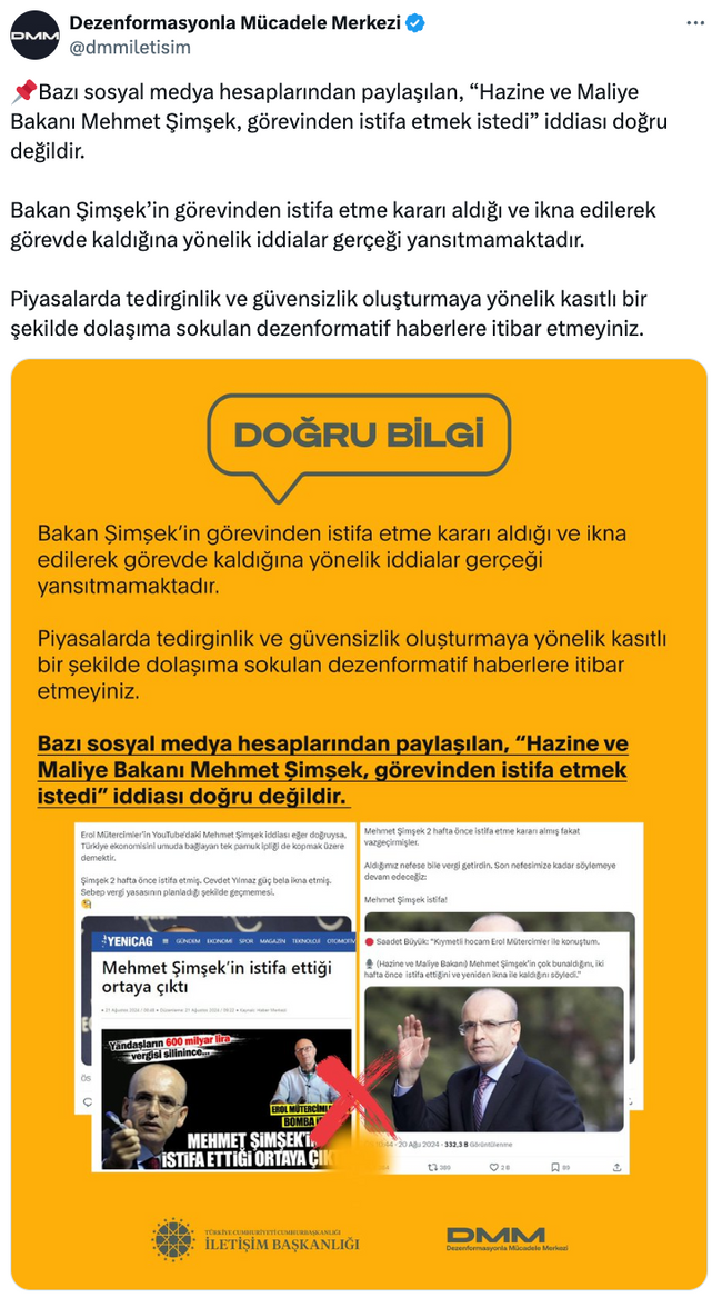 Mehmet Şimşek’le ilgili olay ‘istifa’ iddiası! Resmi açıklama geldi… - Resim : 1