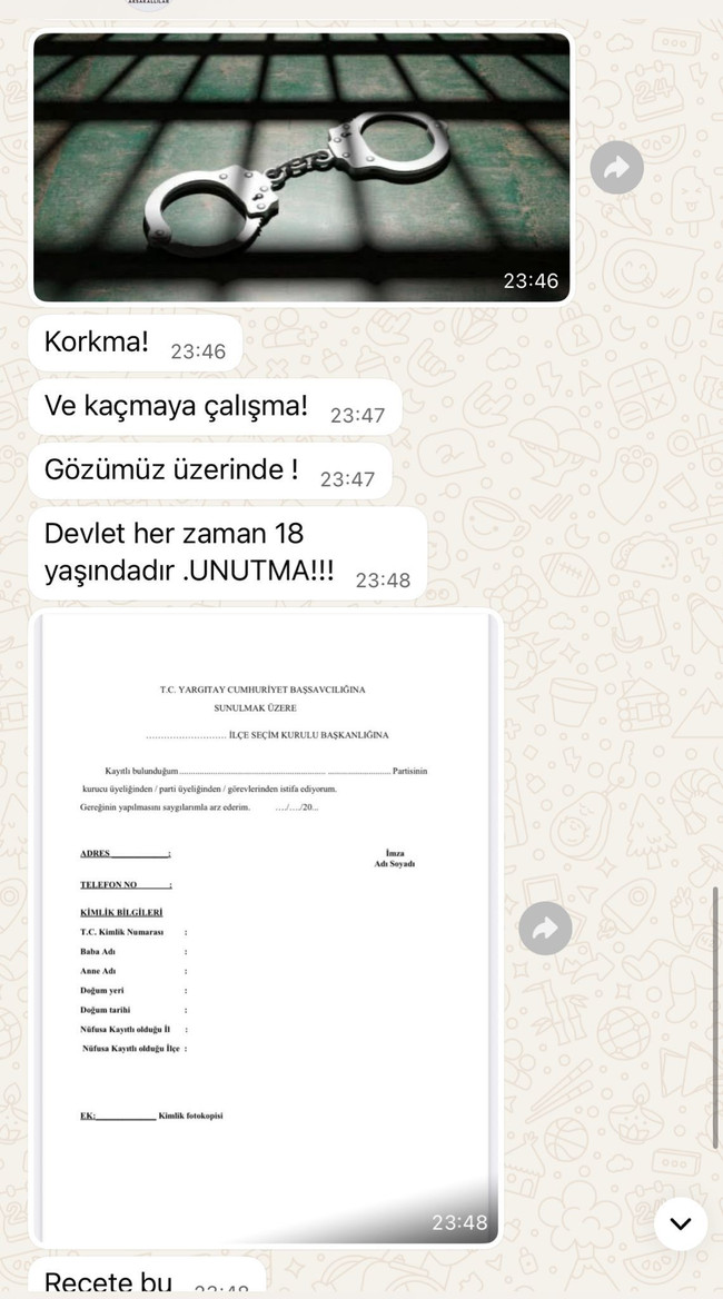 CHP’li Meclis Üyesine ölüm tehdidi! Kelepçe fotoğrafı gönderdiler... - Resim : 1