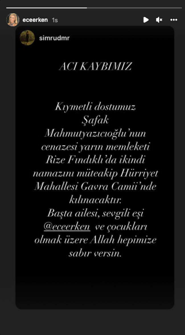 Hesabını kapatmıştı... Şafak Mahmutyazıcıoğlu'nun ölümü sonrası Ece Erken'den ilk paylaşım! - Resim : 1