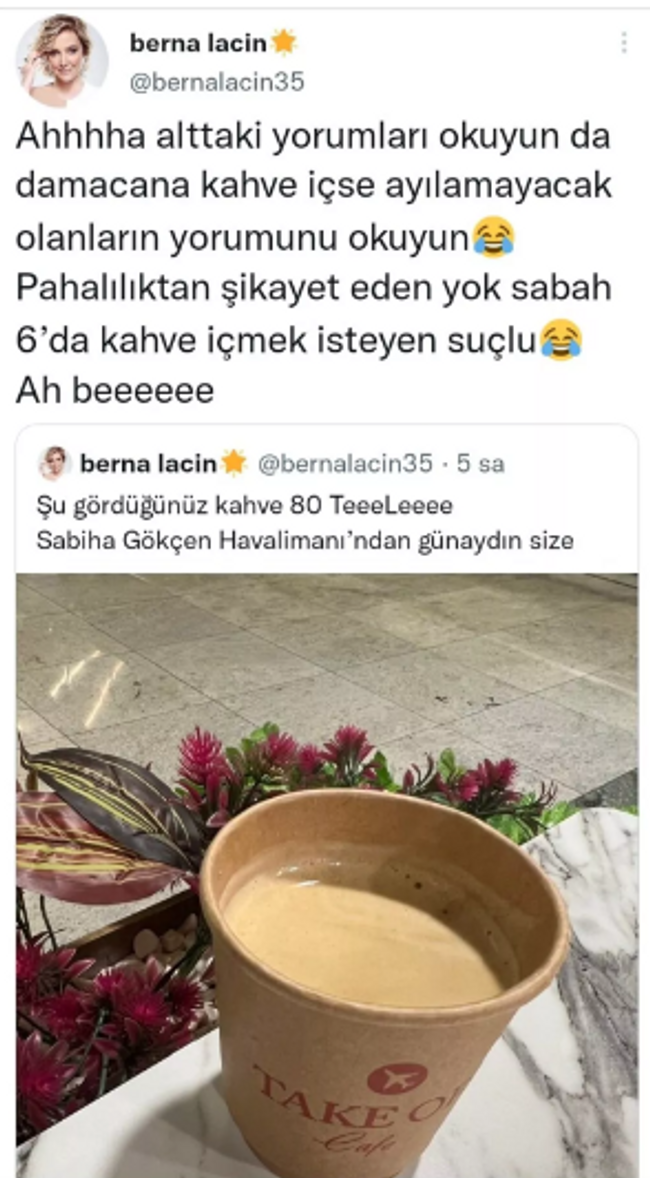 Berna Laçin'in kahve fiyatı tepkisi! Ödediği parayı açıklayıp isyan etti - Resim : 1