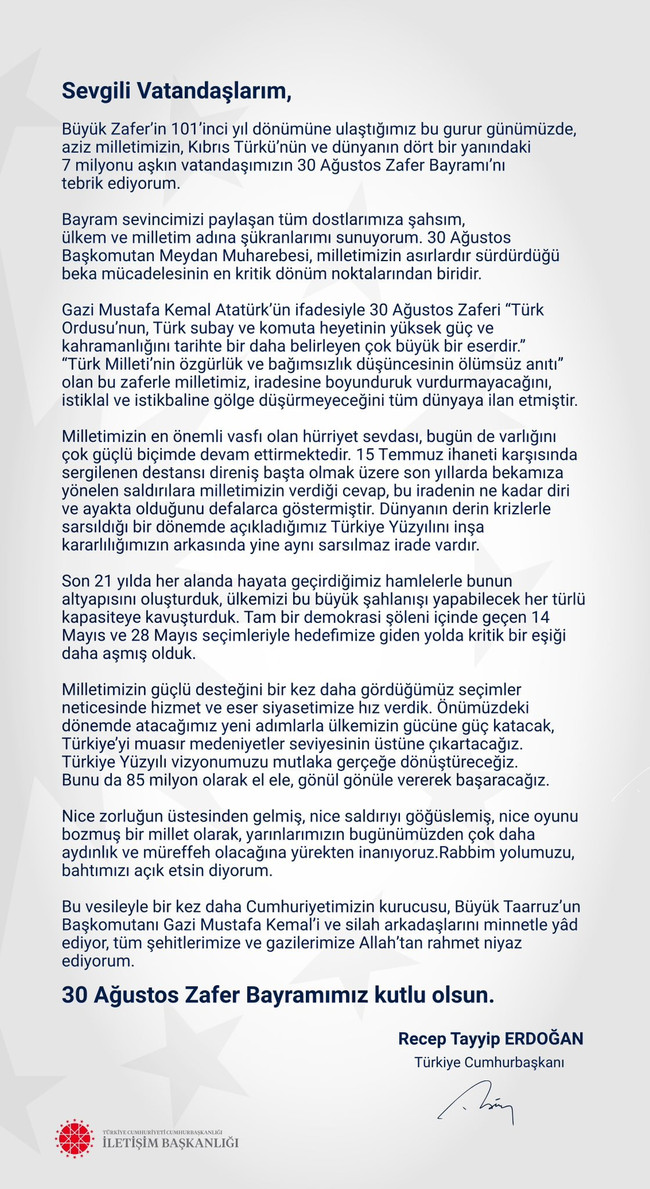 Erdoğan'dan 30 Ağustos Zafer Bayramı mesajı! ‘Önümüzdeki dönemde…’ - Resim : 2