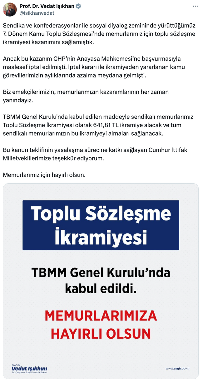 Toplu sözleşme ikramiyesi belli oldu! Memurları ilgilendiriyor… - Resim : 1