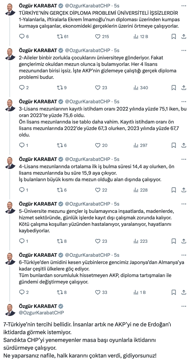 CHP'den diploma tartışmalarına çarpıcı yorum! ‘Üzerini örtmeye çalışıyorlar…’ - Resim : 1