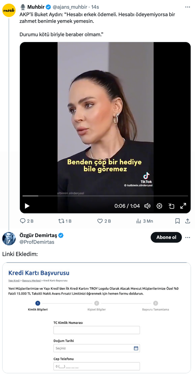 Özgür Demirtaş’tan Buket Aydın’a gönderme! ‘Kredi kartı’ yanıtı gündem oldu… - Resim : 1