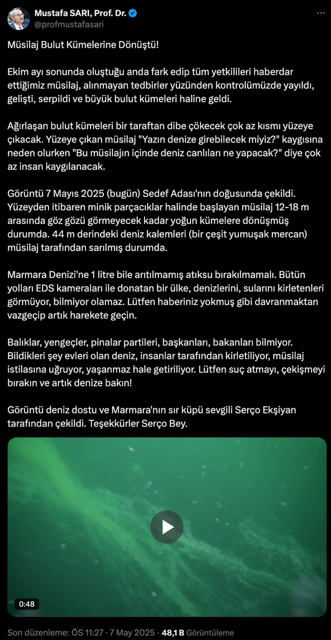 Müsilaj, Marmara Denizi’nde bulut kümelerine dönüşmüş! ‘Bu yaz denize giremeyebiliriz…’ - Resim : 1