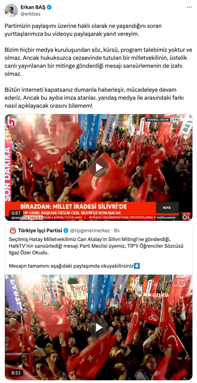 Erkan Baş’tan Halk TV'ye ‘sansür’ tepkisi! ‘İzahı olmaz!..’ - Resim : 1