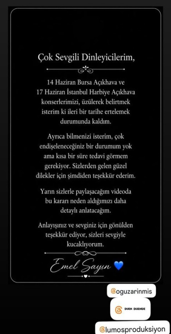 Emel Sayın'dan hayranlarını üzen haber! 'Bir süre tedavi olmam gerekiyor' - Resim : 2