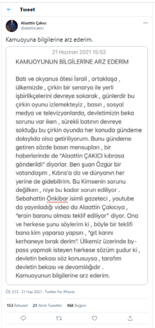 Alaattin Çakıcı yurt dışına mı çıktı? Sosyal medyadan açıkladı - Resim : 2