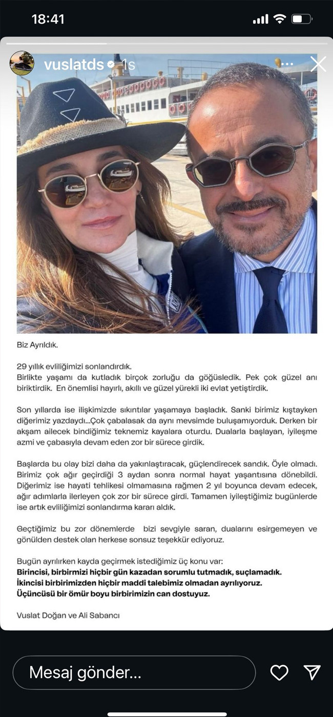 Vuslat Doğan ve Ali Sabancı ayrılığı duyurdu! “Birimiz kıştayken diğerimiz yazdaydı” - Resim : 3
