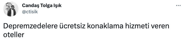 Candaş Tolga Işık paylaştı: ‘Depremzedelere ücretsiz konaklama hizmeti veren oteller…’ - Resim : 1